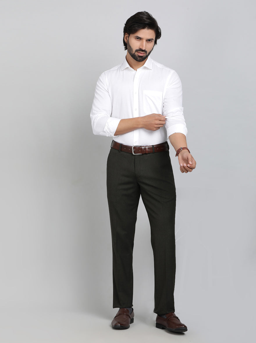 White Printed Slim Fit Formal Shirt | Metal