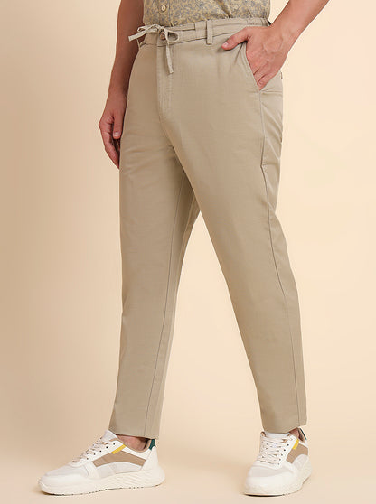 Khaki Solid Regular Fit Track Pant | JadeBlue
