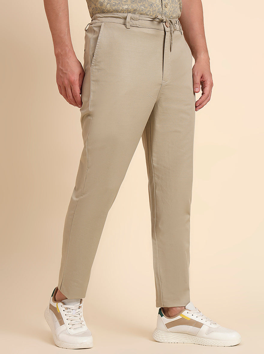 Khaki Solid Regular Fit Track Pant | JadeBlue