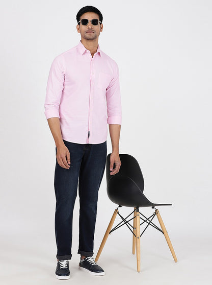 Pink Solid Slim Fit Casual Shirt | Greenfibre