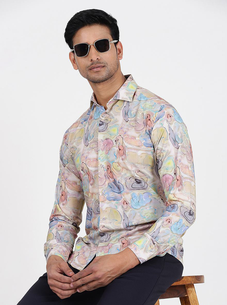 Multicolor Printed Slim Fit Party Wear Shirt | JB Studio
