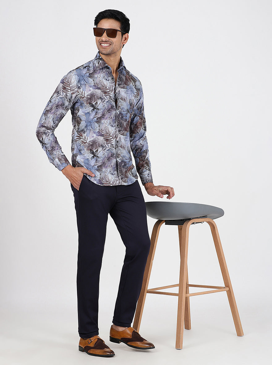 Multicolor Printed Slim Fit Party Wear Shirt | JB Studio