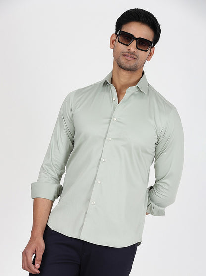 Light Grey Solid Slim Fit Party Wear Shirt | Wyre