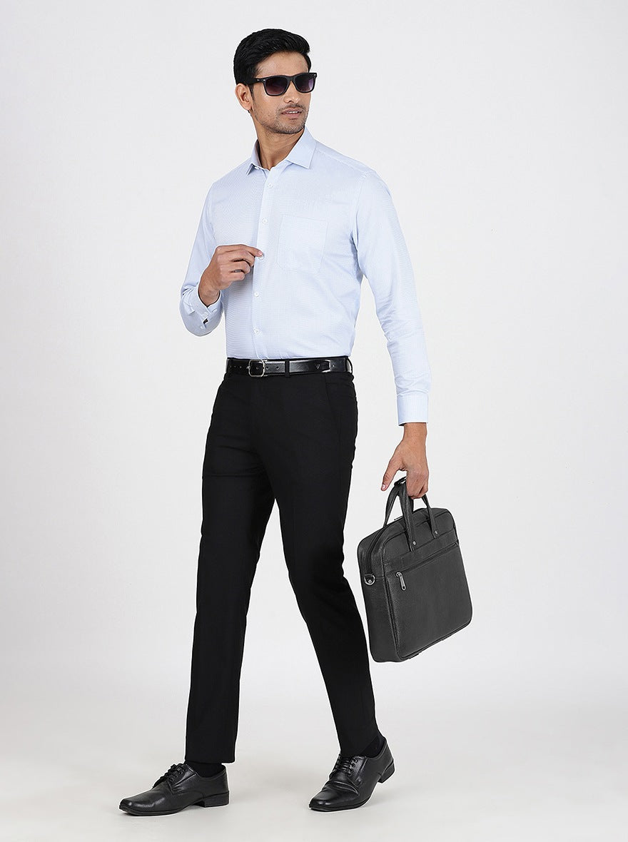 Black Solid Super Slim Fit Formal Trouser | JadeBlue Youth