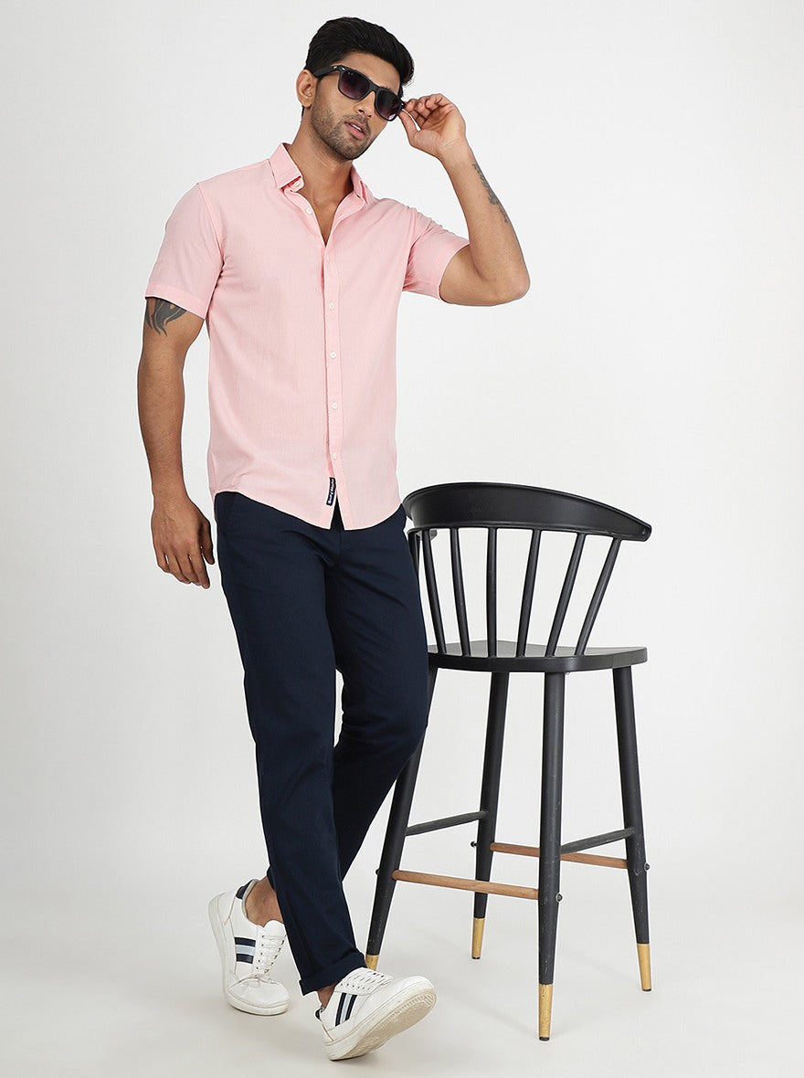 Pink Solid Slim Fit Casual Shirt | JadeBlue