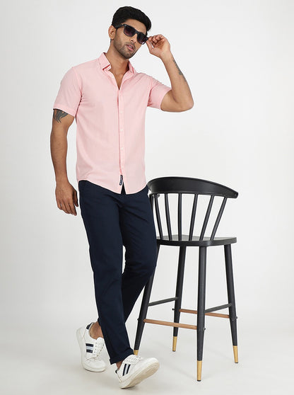 Pink Solid Slim Fit Casual Shirt | JadeBlue