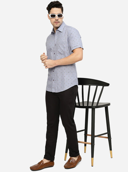 Blue Printed Smart Fit Semi Casual Shirt | Greenfibre