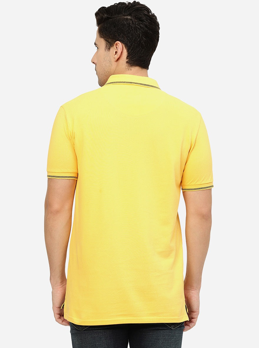 Yellow Solid Slim Fit Polo T-Shirt | JadeBlue