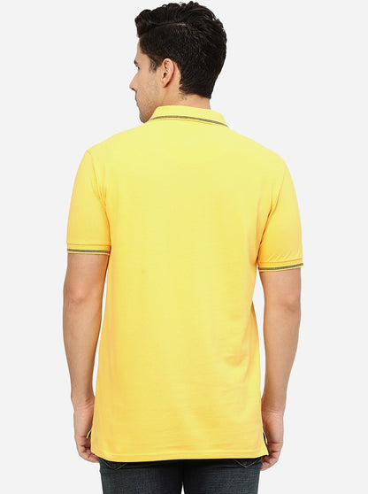 Yellow Solid Slim Fit Polo T-Shirt | JadeBlue