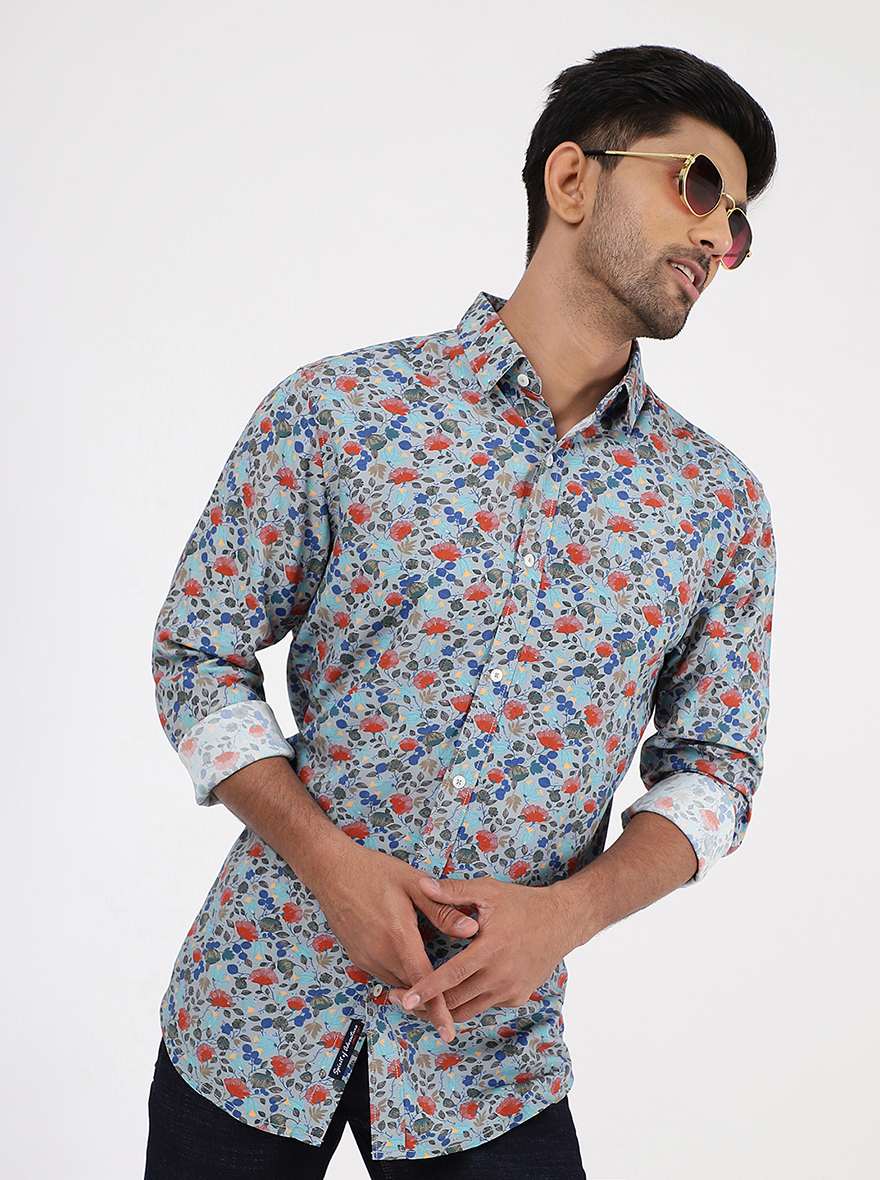 Multicolor Printed Slim Fit Casual Shirt | JadeBlue