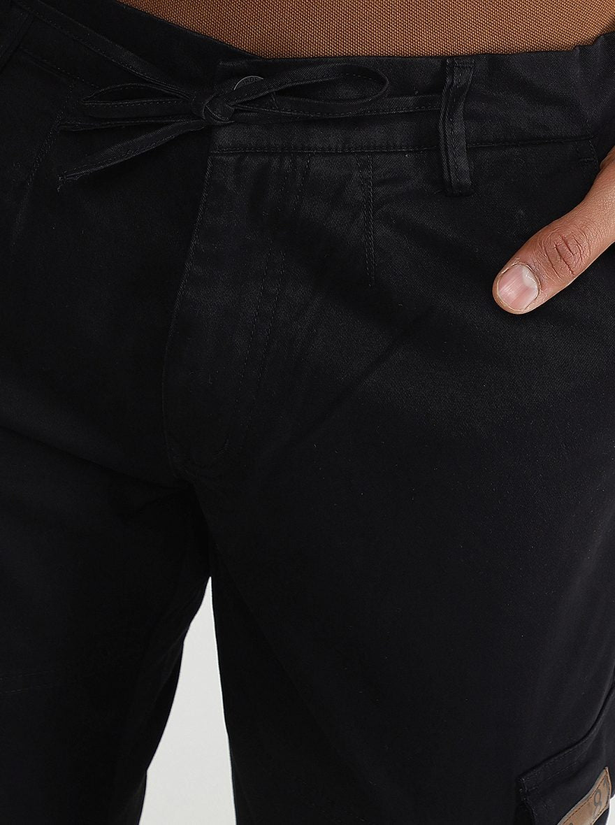 Black Solid Slim Fit Track Pant | JadeBlue