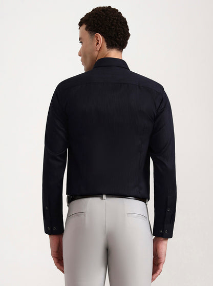 Navy Blue Solid Slim Fit Party Wear Shirt | Greenfibre