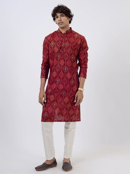 Maroon Printed Kurta | The Kurta Company