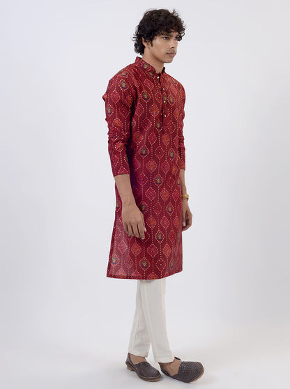 Maroon Printed Kurta | The Kurta Company