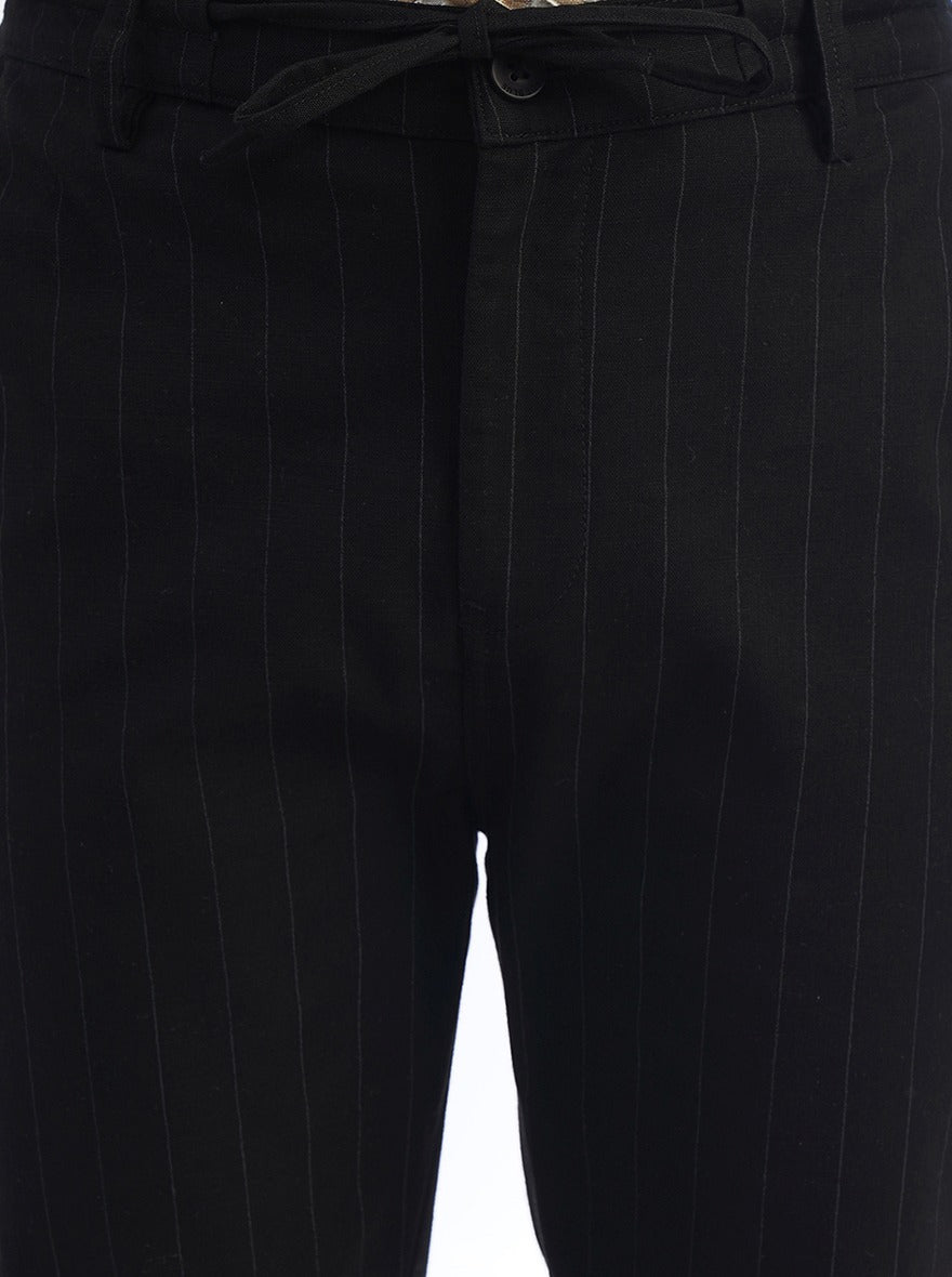Black Striped Regular Fit Track Pant | JadeBlue