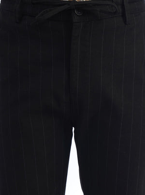 Black Striped Regular Fit Track Pant | JadeBlue