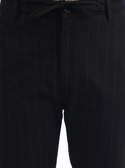 Black Striped Regular Fit Track Pant | JadeBlue