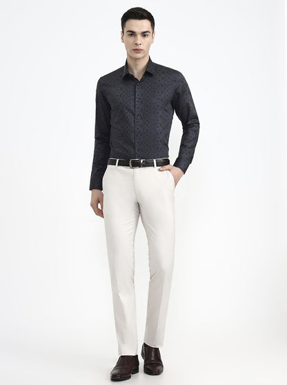 Greyish Green Printed Slim Fit Party Wear Shirt | Wyre