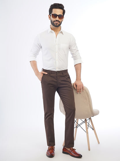 White Solid Slim Fit Casual Shirt | JadeBlue
