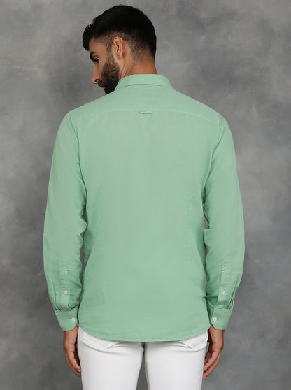 Green Solid Slim Fit Casual Shirt | JadeBlue