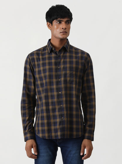 Red Checked Slim Fit Casual Shirt | Greenfibre