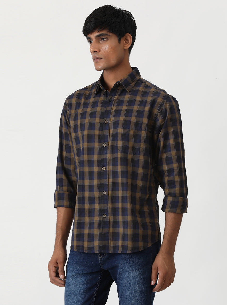 Red Checked Slim Fit Casual Shirt | Greenfibre
