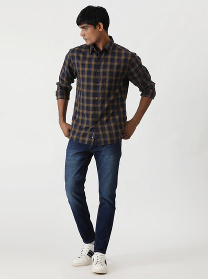 Red Checked Slim Fit Casual Shirt | Greenfibre