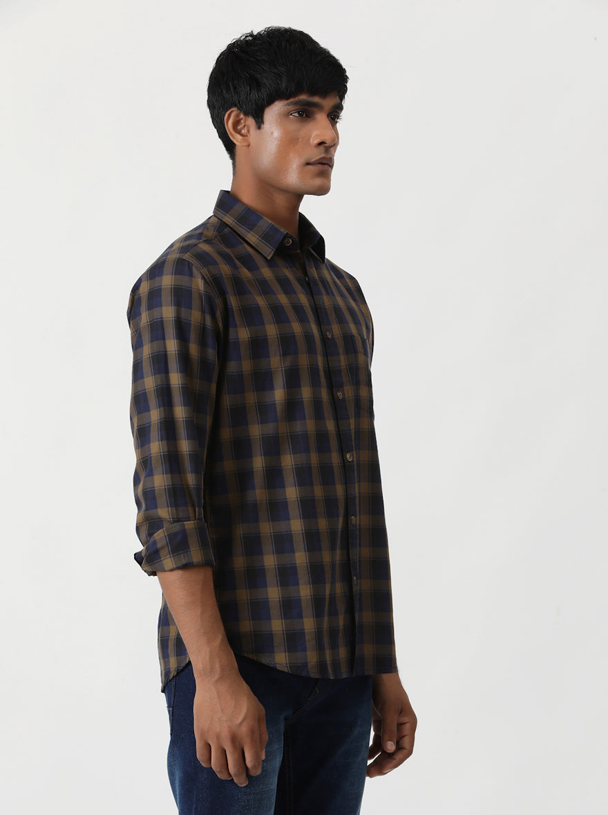 Red Checked Slim Fit Casual Shirt | Greenfibre
