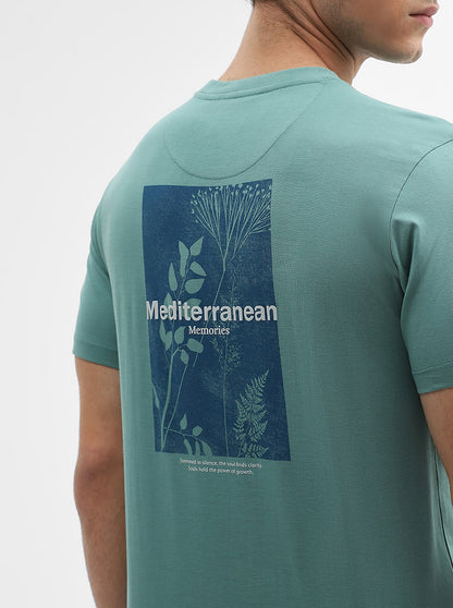 Sage Green Printed Slim Fit T-Shirt | Greenfibre