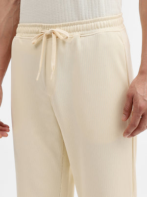 Cream Solid Slim Fit Track Pant | JadeBlue