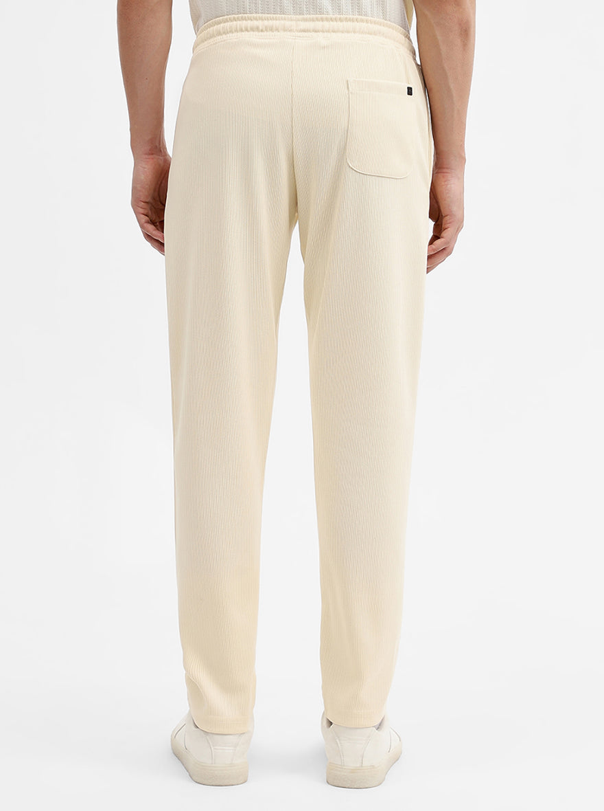Cream Solid Slim Fit Track Pant | JadeBlue