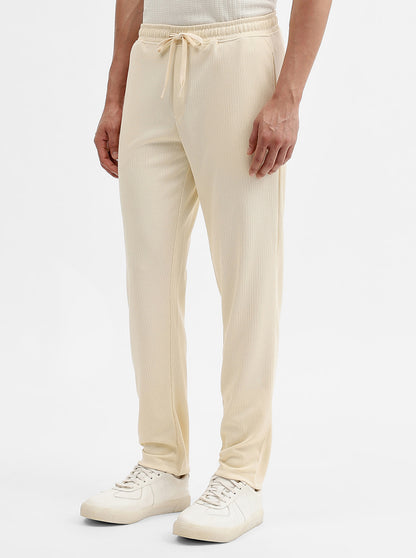 Cream Solid Slim Fit Track Pant | JadeBlue