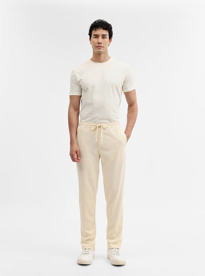 Cream Solid Slim Fit Track Pant | JadeBlue