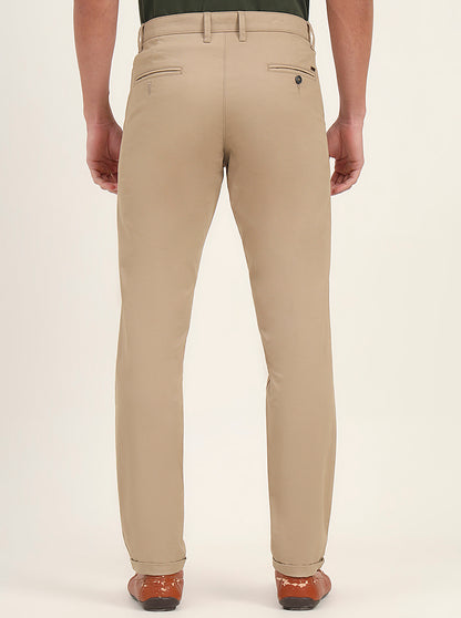 Khaki Solid Neo Fit Casual Trouser | Greenfibre