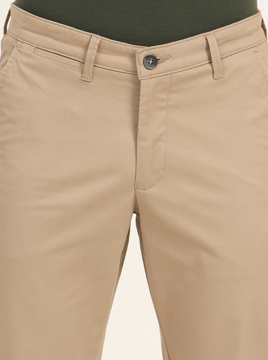 Khaki Solid Neo Fit Casual Trouser | Greenfibre