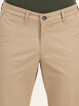 Khaki Solid Neo Fit Casual Trouser | Greenfibre