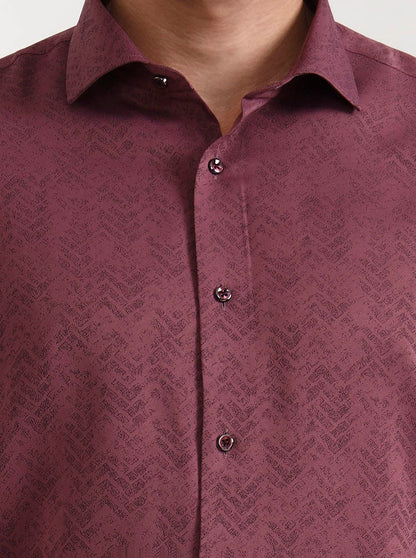 Carrot Red Printed Slim Fit Party Wear Shirt | Wyre