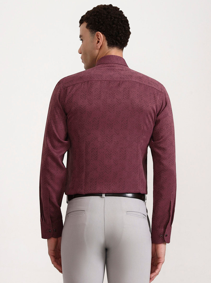 Carrot Red Printed Slim Fit Party Wear Shirt | Wyre