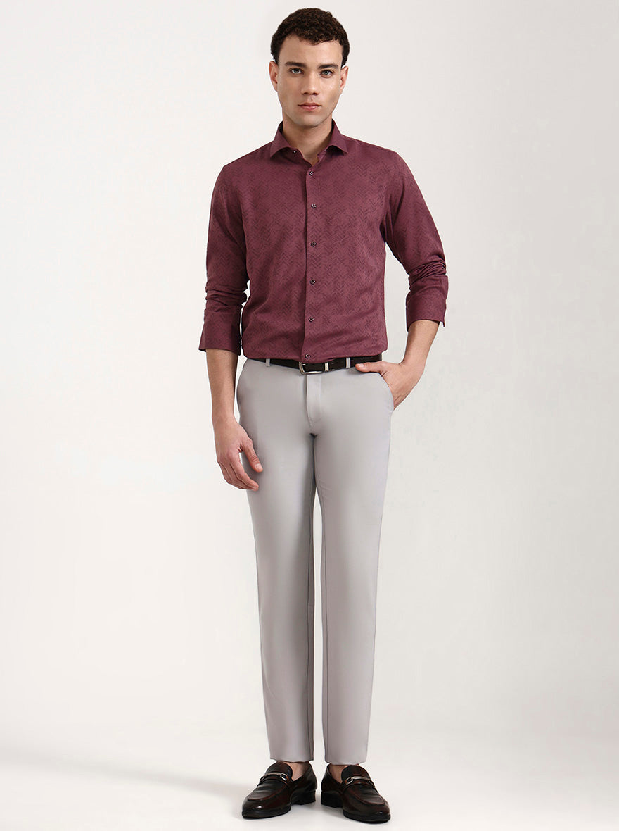 Carrot Red Printed Slim Fit Party Wear Shirt | Wyre