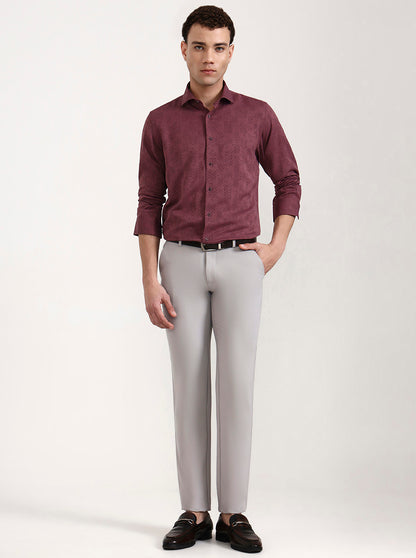 Carrot Red Printed Slim Fit Party Wear Shirt | Wyre