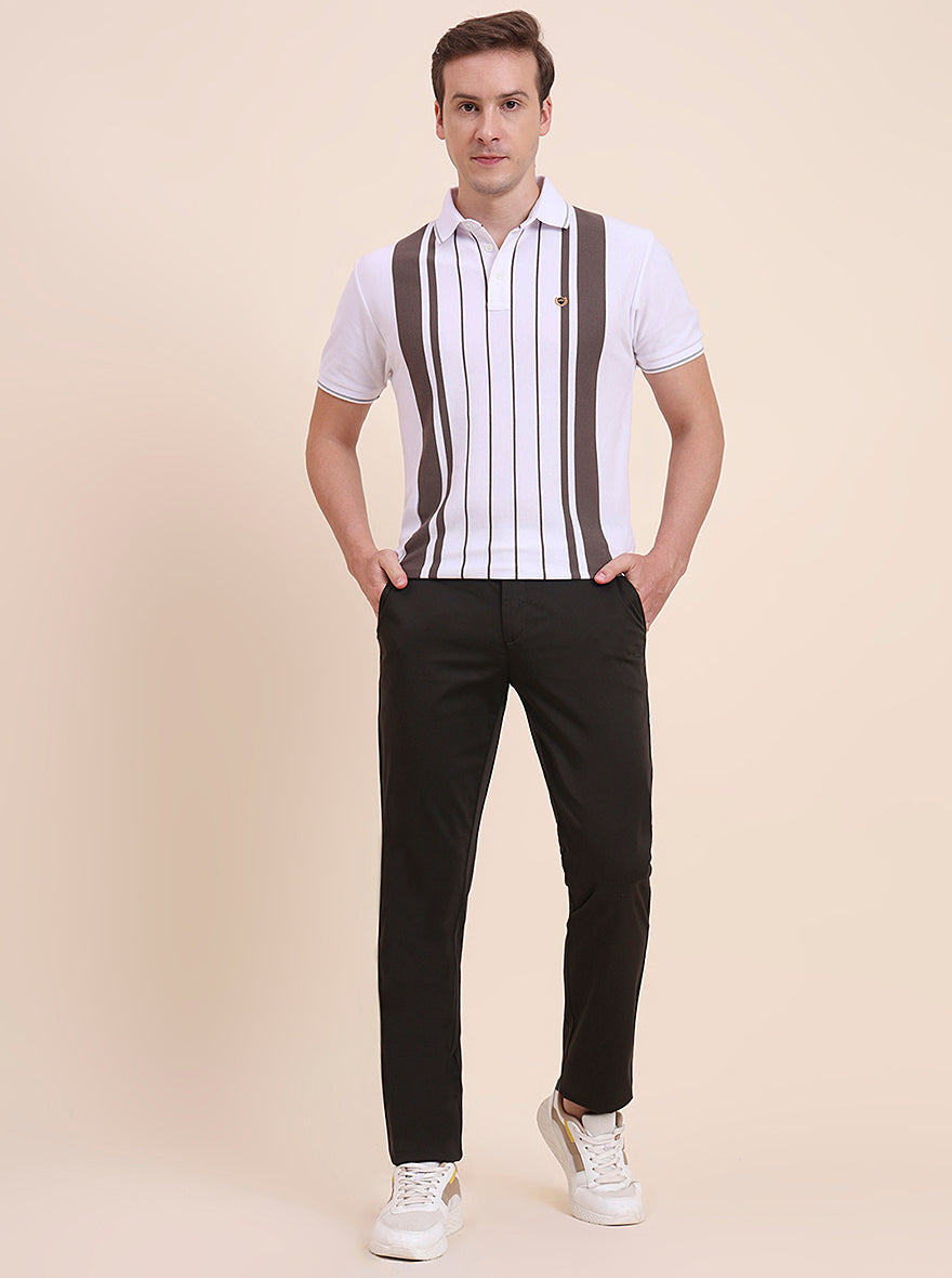 Olive Brown Solid Uno Fit Casual Trouser | JadeBlue