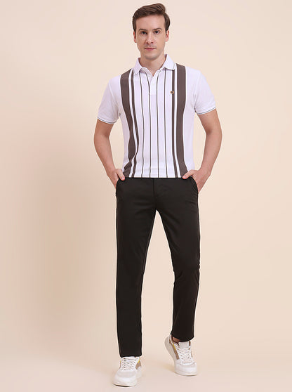 Olive Brown Solid Uno Fit Casual Trouser | JadeBlue