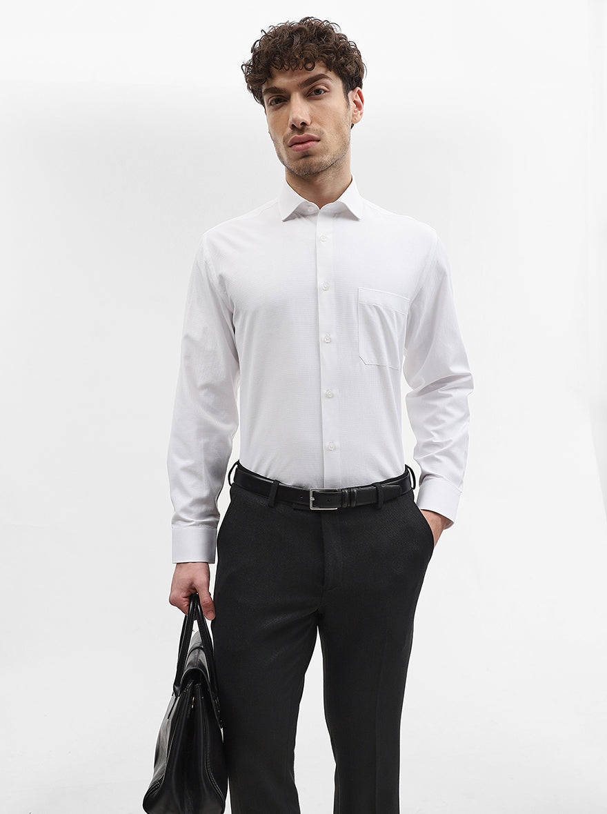 White Solid Regular Fit Formal Shirt | Greenfibre