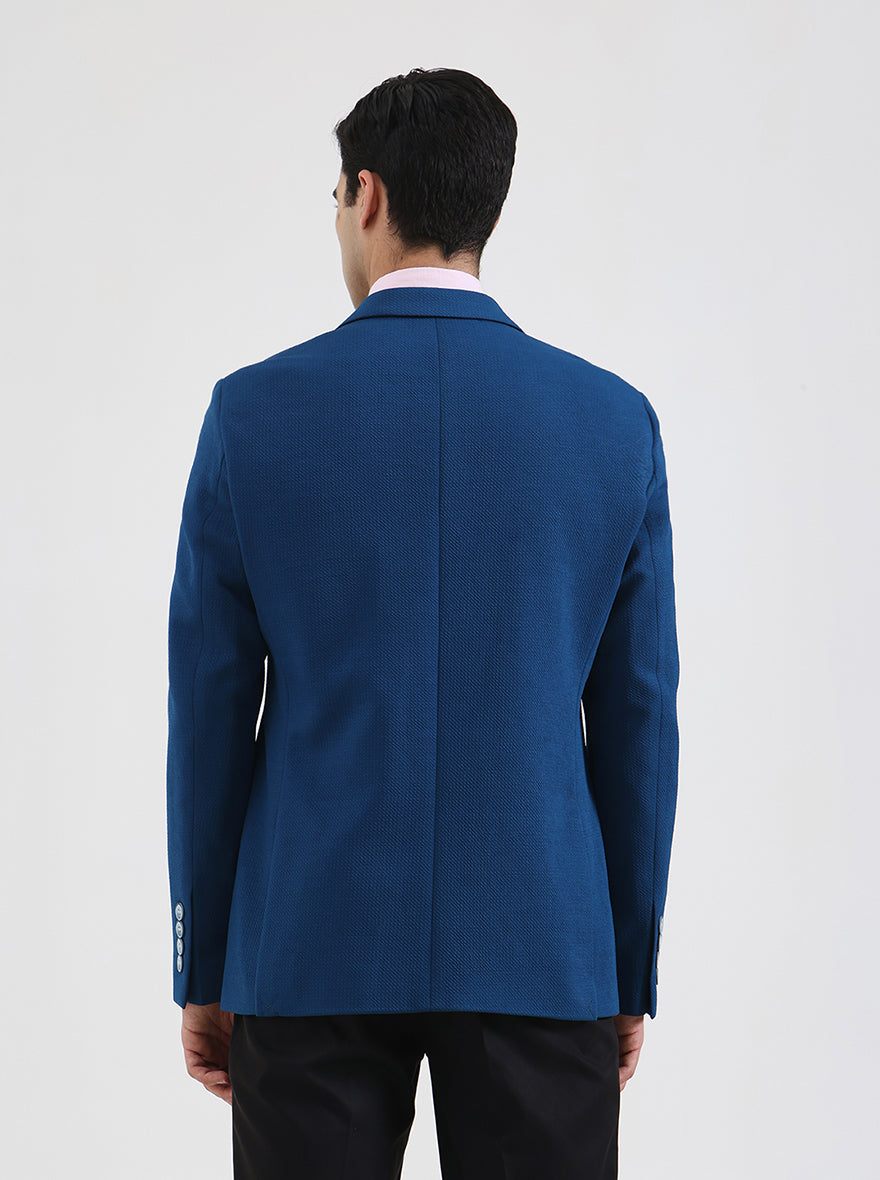 Blue Solid Regular Fit Blazer | JB Studio
