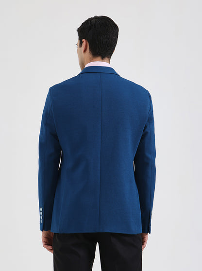 Blue Solid Regular Fit Blazer | JB Studio
