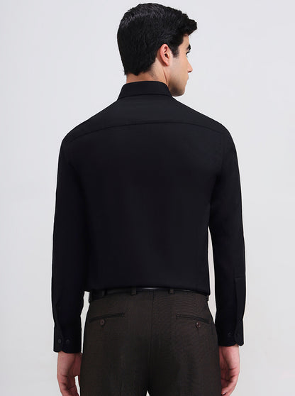 Black Solid Slim Fit Formal Shirt | Metal