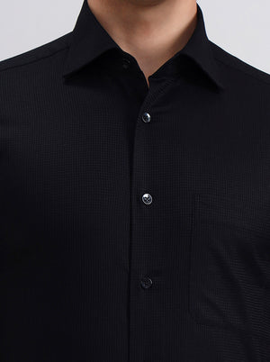 Black Solid Slim Fit Formal Shirt | Metal