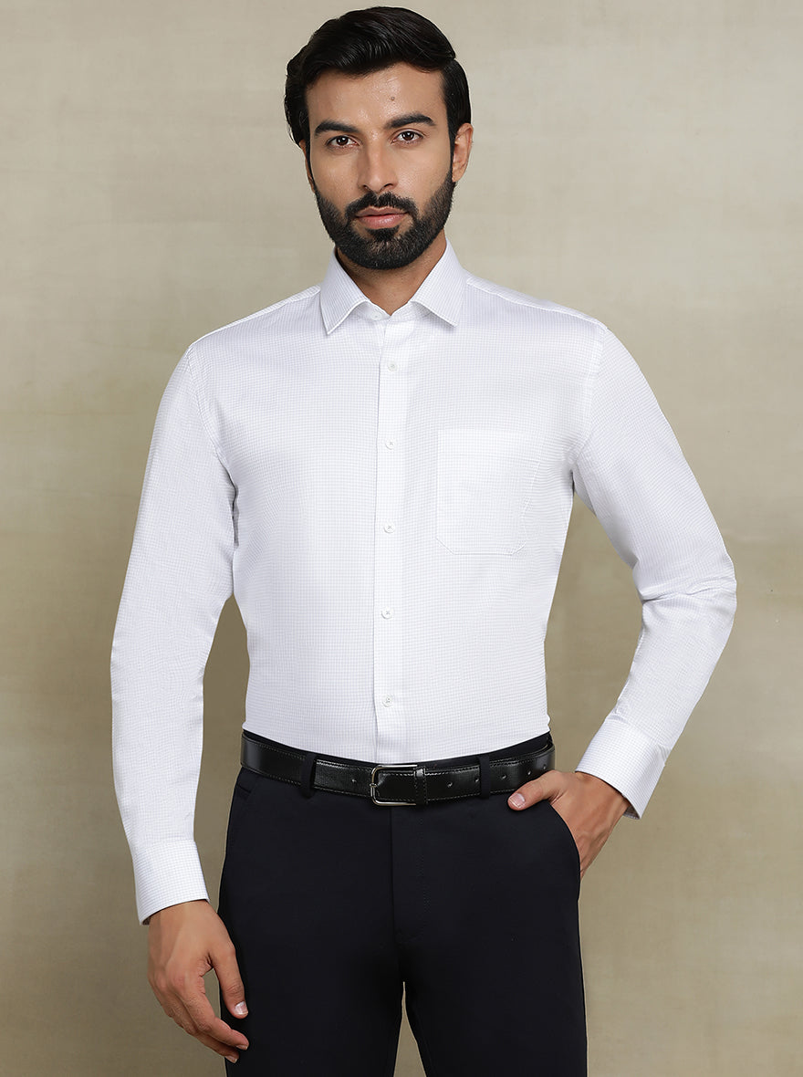 White Checked Regular Fit Formal Shirt | JadeBlue