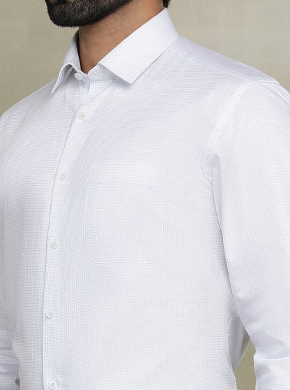 White Checked Regular Fit Formal Shirt | JadeBlue