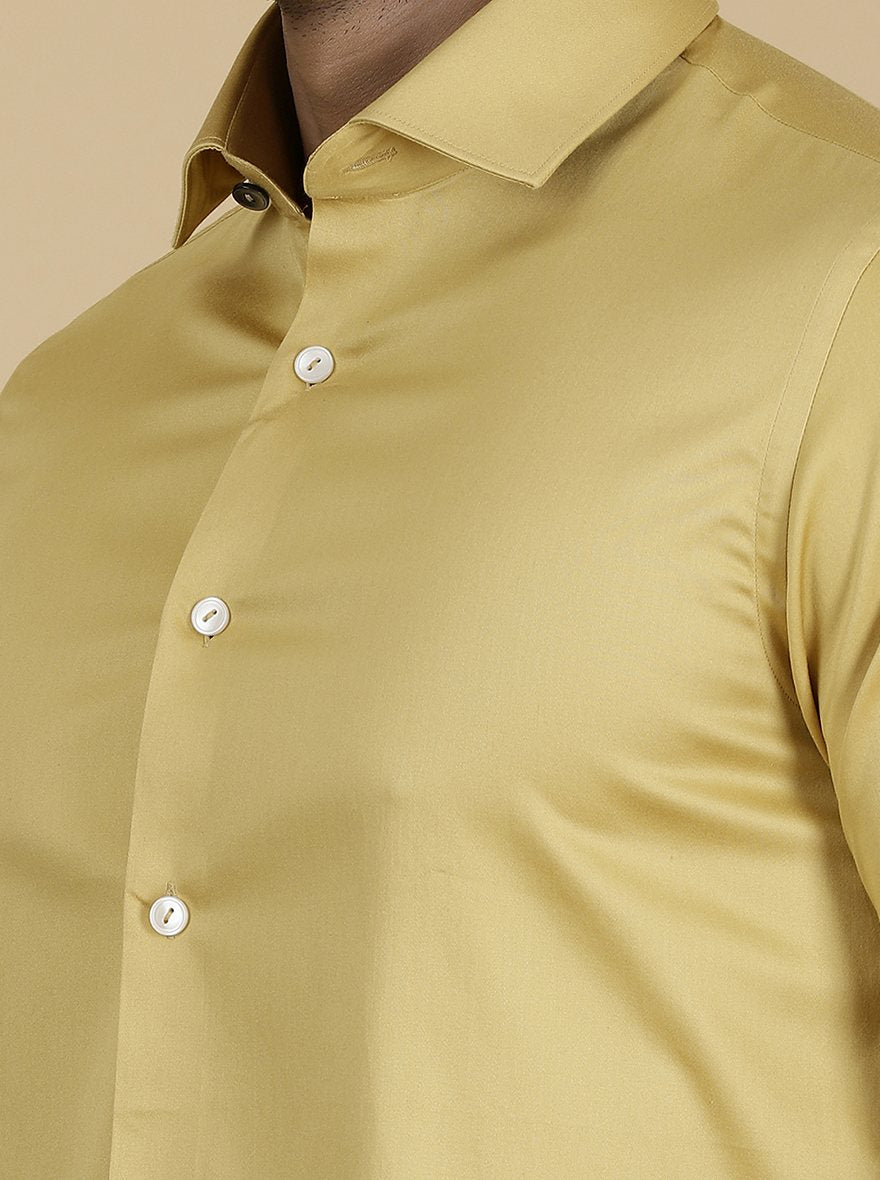 Golden Solid Slim Fit Party Wear Shirt | Wyre